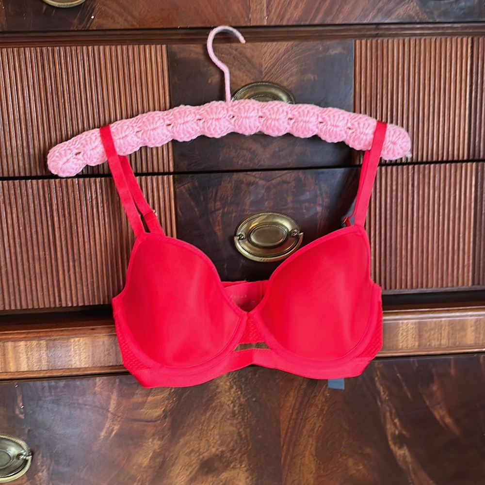STRAPPY  spacer Demi CUP corvette RED SEXY BRA